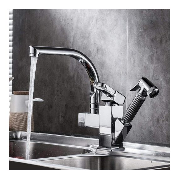 Bronze Touch-On Wasserhahn für die Küche mit Zugtyp Spritzpistole Düse und Hochdruckfunktion - Kaltes und Heißes Wasserhahn für Waschbecken 360° drehbar