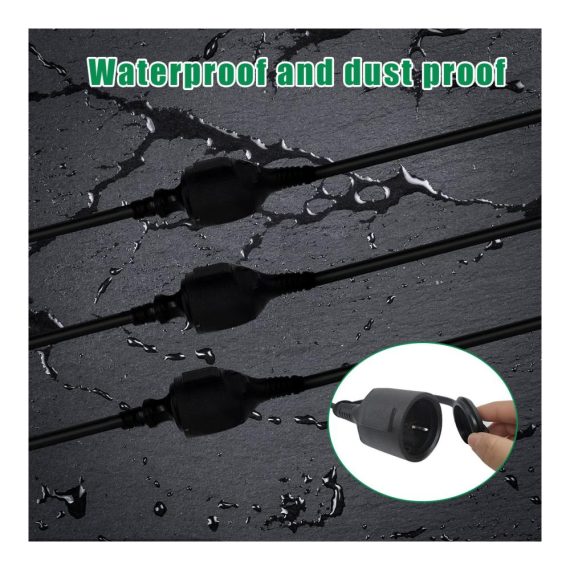 45cm Wasserdichtes Verlängerungskabel für Außenbereiche mit 3 Steckdosen - 250V/16A Stromkabel mit Schutzkappe