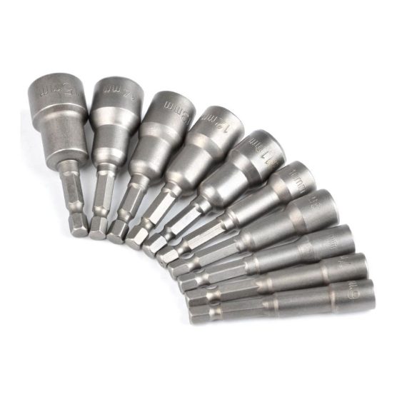 10-teiliges TIMESETL Bit-Treiberaufsatz-Set | Magnetischer Bitsatz für 1/4-Zoll Sechskant | Sechskant-Steckschlüsseladapter für 6-15mm | Präzises Stecknussadapter-Werkzeug