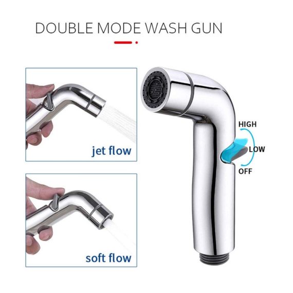 Bidet-Armaturen Chrom Doppelfunktion Toiletten-Sprühgerät Wandmontage inkl. Hand-Bidet-Sprühset für persönliche Hygiene - Kaltes Wasser ohne Halterung