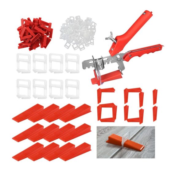 Nivellierset Fliesenkeile 601 Stück mit Zange - Perfektes Fliesen Nivelliersystem für Wand- und Bodenfliesen inklusive 3mm Zuglaschen und Flieseneinsätze