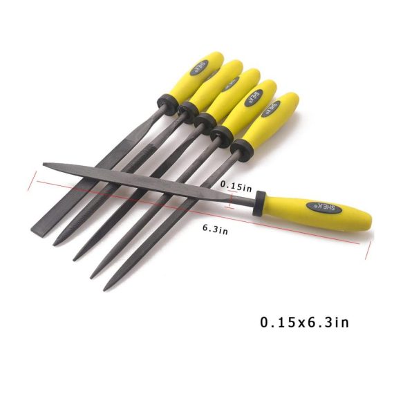 Präzises Raspeln Nadelfeilen-Set (6-teilig) - Inkl. flachem Schutz quadratischer dreieckiger runder und halbrunder Feile (4 x 160 mm) für exakte Metallbearbeitung
