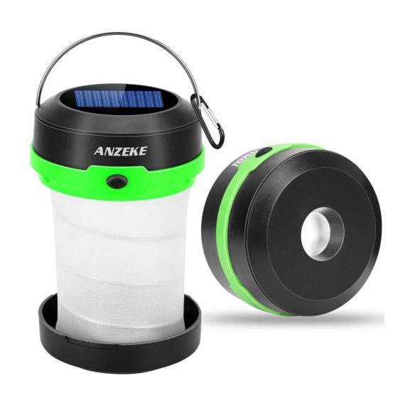Solarbetriebene LED-Campingleuchte mit USB-Ladefunktion | Zusammenklappbares Design 4 Modi Notfallleuchten für Camping Wandern Angeln – Grün