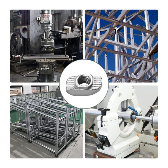 T-Nut-Muttern 100 Stück - Nutensteine Nut 8 M6 Set | Hammermutter für Aluminiumprofil | Vernickelter Kohlenstoffstahl | T Nutenstein Fastener für Extrusionsschlitz Systemprofil EU-3030 Serie