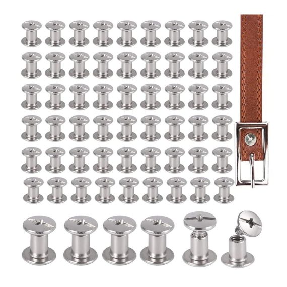 Edelstahl Rändelschrauben Set - 100 Stück | Chicago Schrauben für DIY Buchbinderei und Lederdekoration | Schraubnieten Gürtelbindung - Hochwertige Buchbindewerkzeuge