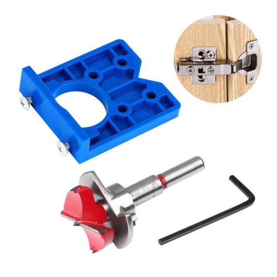 4-teiliges Set Präzisions-Forstnerbohrer für verdeckte Scharniere und Bohrvorrichtung | 35 mm Holzbohrer für Möbel Türen & Schränke