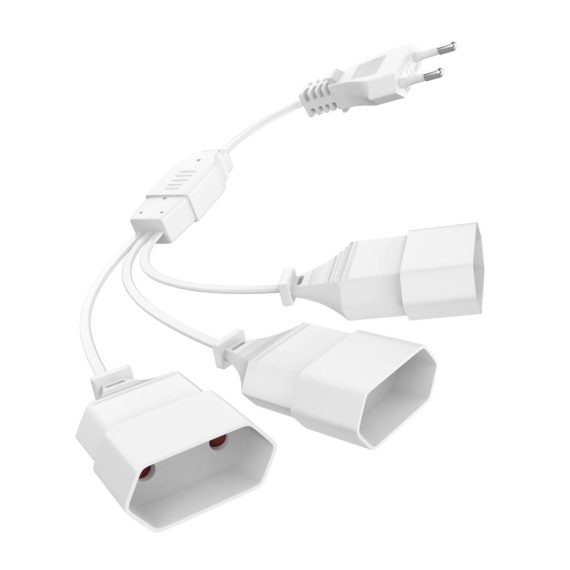3-in-1 EU Verlängerungskabel mit Flexiblem Kabel Steckdosenadapter für Computer TV PC Phone – Euro Konverter Buchse Mehrfachsteckdose in Weiß
