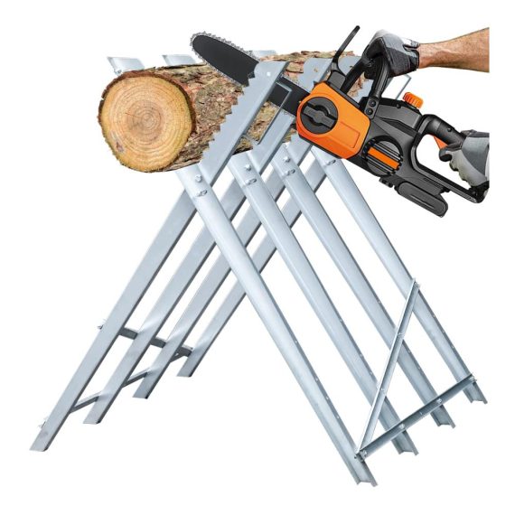 Stabiler klappbarer Holzsägebock - 81x80x80 cm 150 kg Belastbarkeit - Verzinkter Holzbock für Kettensägen und Handsägen