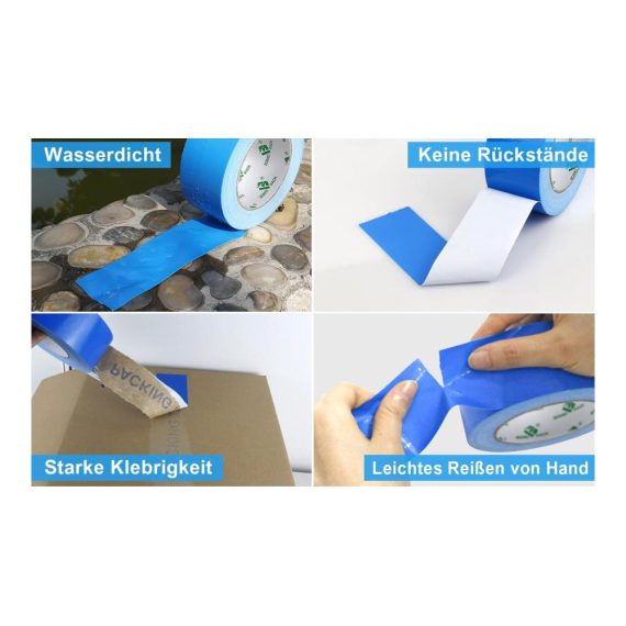 Panzertape BOMEI PACK - 2 Rollen Blaues Panzerband 50mmx30m - Wasserdichtes Klebeband für Reparaturen und Heimwerken - Gaffer-Klebeband mit hoher Klebkraft