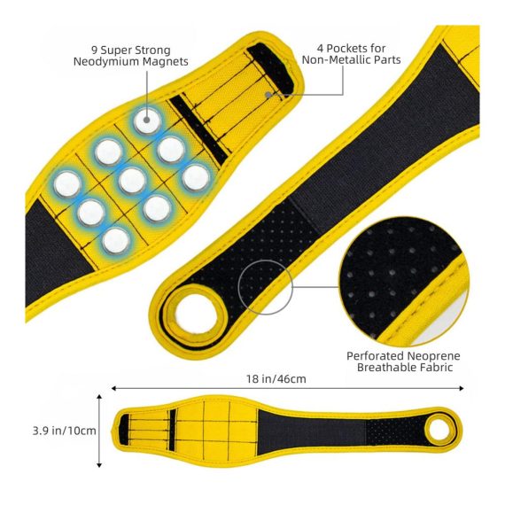 Magnetisches Armband mit Werkzeuggürtel - Schrauben Nägel Bohrerhalter - Handgelenkmagnet für Männer - Coole Gadgets und Geburtstagsgeschenke für Heimwerker