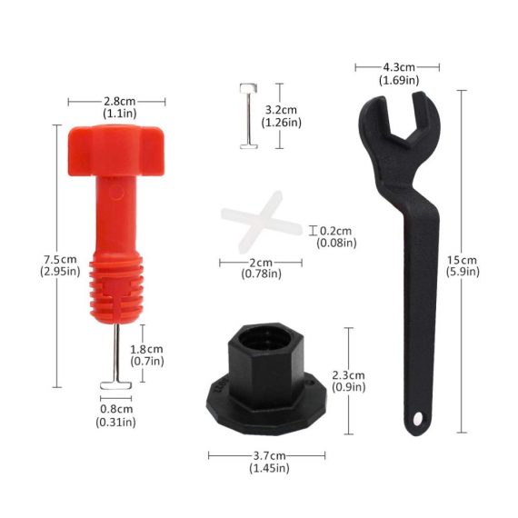 Fliesenverlegungsset 50 Sets Ausgleichsmasse mit Nivelliersystem Fliesen Leveler Spacer 100pcs 2mm Abstandshalter Keile Fliesenpositionierer und Wandkonstruktion Teller – Inklusive Zange und 50 Ersatz-T-Stifte