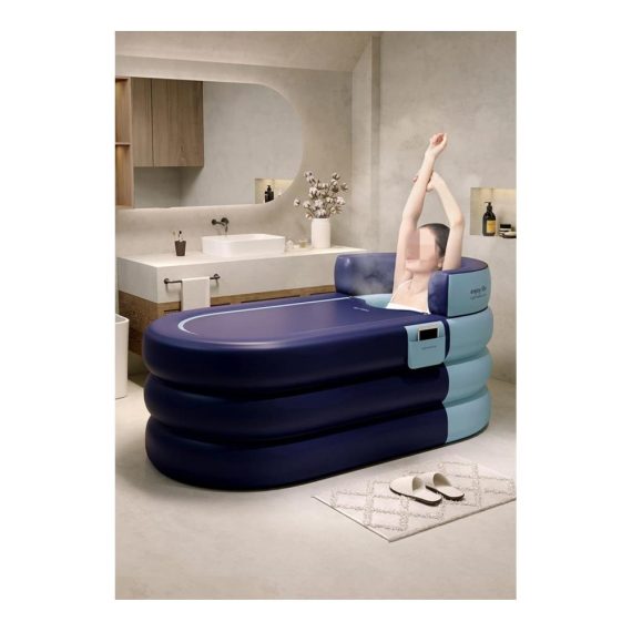 Polar-Tauchbecken für Outdoor-Reisen – Tragbare Eisbadewanne ohne Belüftung faltbare Sauna für Kalt- und Warmwasser Tiefkühltherapie bei Verletzungen (160 x 74 blau