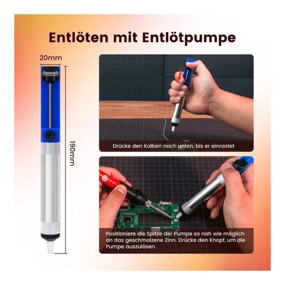 Löt- und Entlöt-Kits KAIWEETS KETS01 Elektronik Lötkolben Set mit einstellbarer Temperatur (220~480℃) Holzgravur Brandmalerei Lötzinn Entlötpumpe Lötpaste 5 Lötspitzen Halter Schwamm Pinzette
