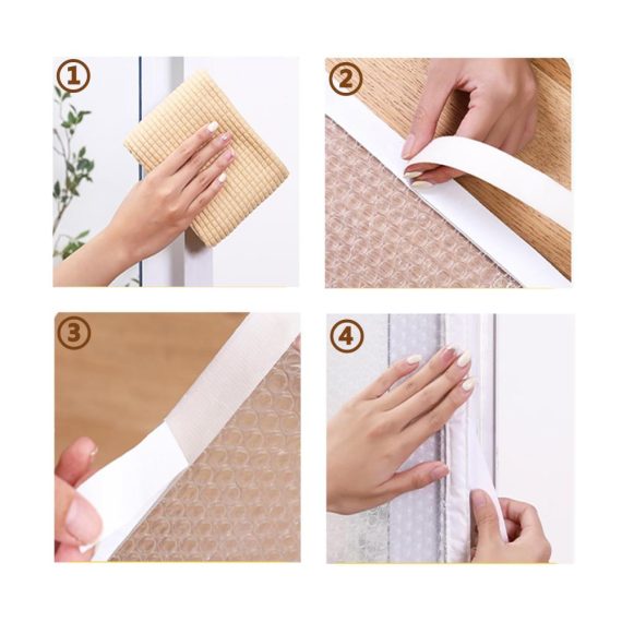 Premium Winterfenster-Isolierungsset inkl. Fensterdichtung Winddichter Fensterfolie Verdunkelungsvorhänge & Wärmeisolierung - Einfache Installation Anpassbar (W150xH100cm) Kälteschutz ohne Bohren