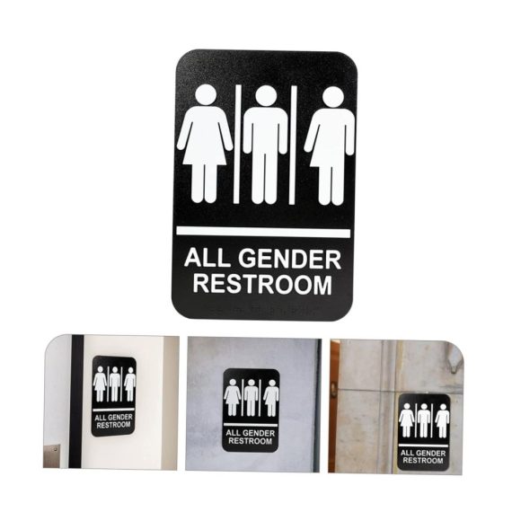 Toilet Signs Set - Modern Office Door Plates for Men and Women Restroom with Braille - Business Bathroom Decorations and Wall Art for Unisex WC - Unique Office Nameplate for Wall Décor