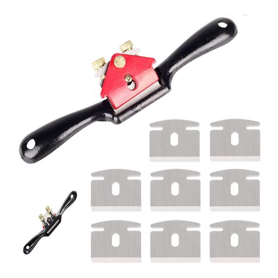 Premium 210 mm XPOOP Schweifhobel - Robuster Holzbearbeitungs-Hobel mit verstellbarer Schneidklinge inklusive 8 Ersatzklingen - Handhobel für präzises Handtrimmen und Hobeln - Perfektes Werkzeug für DIY-Projekte