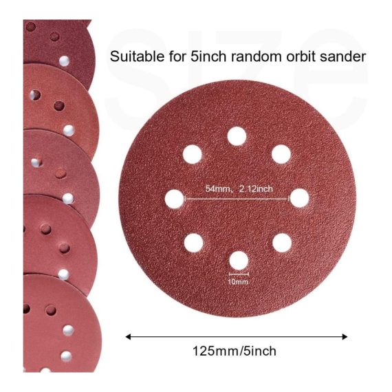 125mm Exzenterschleifer Schleifpapier Set - 100 Stück mit Klettverschluss 8-Loch Pads Körnungen 60 80 120 180 240 - Hochwertige Schleifscheiben für effizientes Schleifen