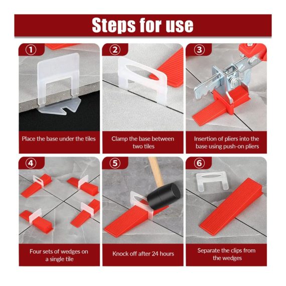 Nivellierset Fliesenkeile 601 Stück mit Zange - Perfektes Fliesen Nivelliersystem für Wand- und Bodenfliesen inklusive 3mm Zuglaschen und Flieseneinsätze