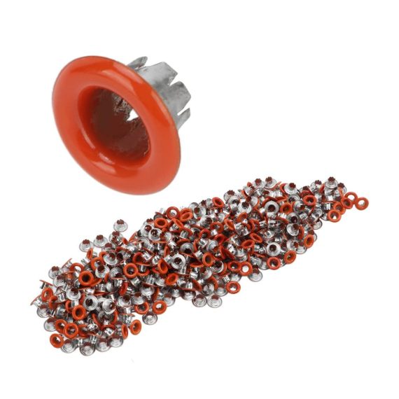500 Stück bunte Metallösen mit abgerundeten Kanten für Schuhe & Kleidung | Robuste Tüllen in Orange