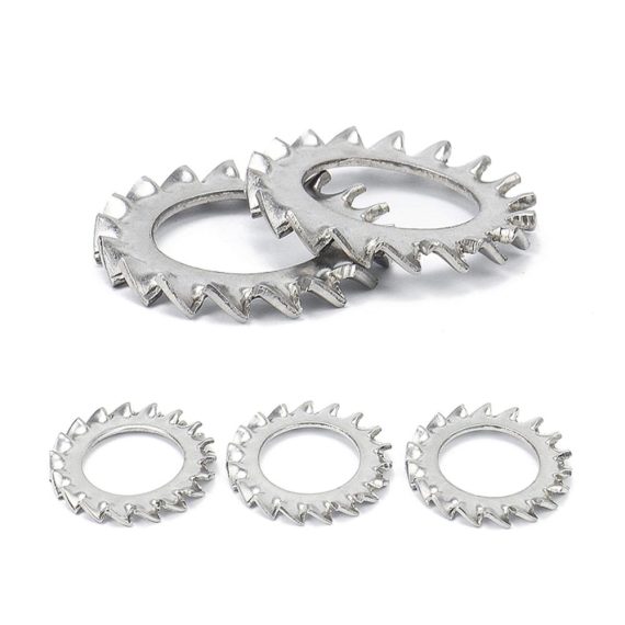 304 Edelstahl Flache Unterlegscheiben Set mit Zaky Extern Star Zahn - 300 Stück M2-M12 - Dichtung Sicherungsscheiben Sortiment Kit in Silber