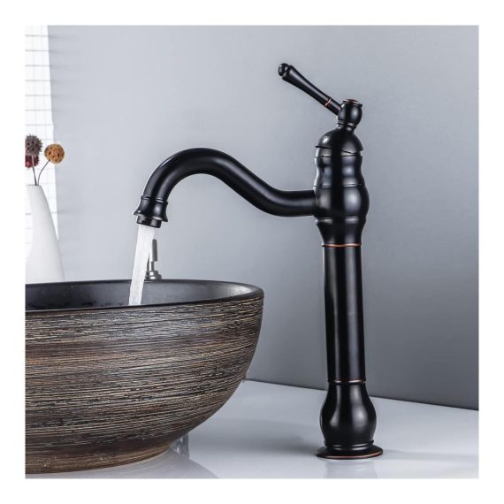 Bidet-Armaturen FWZZQ Wasserhahn Bad Schwarz Retro 360° Schwenkbar - Hochwertige Messing Waschtischarmatur mit Einhebel für Nostalgie Badezimmer