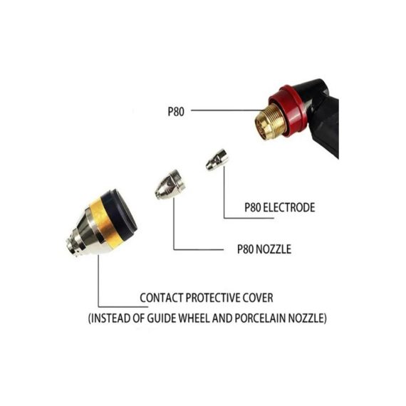 P80 Plasma Cutter Nozzle Kit - Contactable Protective Cover Electrodes and Insulator (3pcs