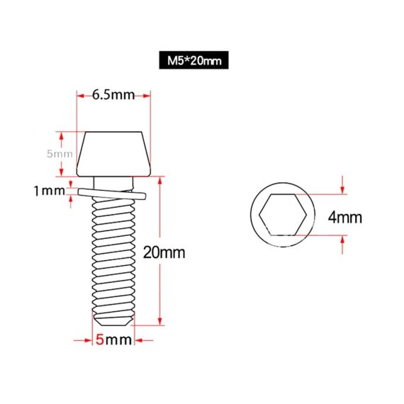 Fahrradvorbauschrauben-Set Bunte Edelstahl Sechskantschrauben für Fahrradlenker und -vorbauschrauben M5 x 20 mm und M6 x 20 mm - Ideale Ersatzteile und Abstandshalter (Color 2 M6x20