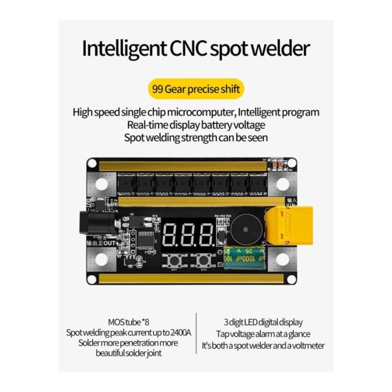 Punktschweißgerät GX591 DIY Kit - Kompaktes 8-24V Schweißgerät 99-stufig einstellbare Leistung Ideal für 18650 Batterien
