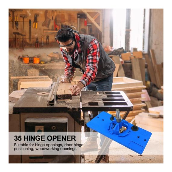 Forstnerbohrer Gobesty Topfband Bohrschablone Set - Bohrlochabstand 46/48/52mm Ø35mm Holzbohrer für Topfscharniere Verdecktes Scharnierbohrlehre mit L-Form Schlüssel