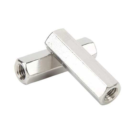 M10 x 15 Sechskantmuttern & Muttern - 5er Pack 60mm Länge Metrische Kupplungsmutter aus 304 Edelstahl mit Vollgewinde für Maschinenschrauben