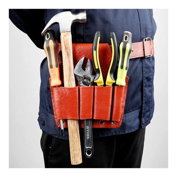 Leder Werkzeuggürtel mit Hammerhalter - Multifunktionale Tasche für Bauherren Zimmerleute Gärtner und Elektriker