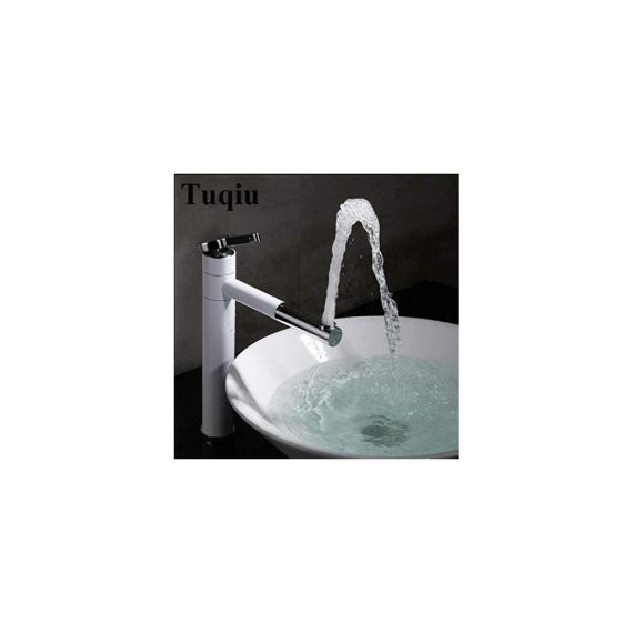 360 Grad drehbarer Touch-On-Wasserhahn G0000D für Waschbecken – Modernes Design in Weiß Schwarz und Silber – Verchromte Armatur mit innovativer Technologie