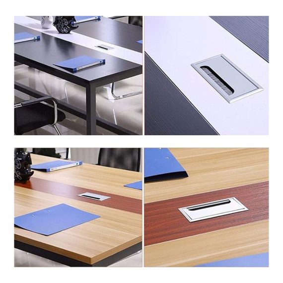 Aluminium Kabeldurchführung 2er Set 80x160mm für Tisch & Büro - Eingebettetes Design in Silber für optimale Kabelführung