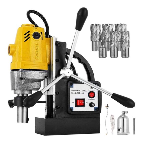 SDT MD40 Kernbohrmaschine 40mm Magnetbohrer mit 2700 LBS Magnetkraft & 6 PC 1 HSS-Ringschneider-Kit - Ideal für Stahlkonstruktionen & Schiffbau