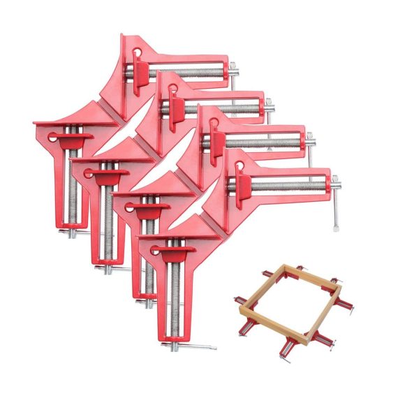 4er Set Holz Winkelspanner Fippy – Rechtwinklig 90 Grad Gehrungszwinge für Holzarbeiten Bilderrahmen Staffelei – Präzise Holz Ecke Klemmen für perfekte Verbindungen