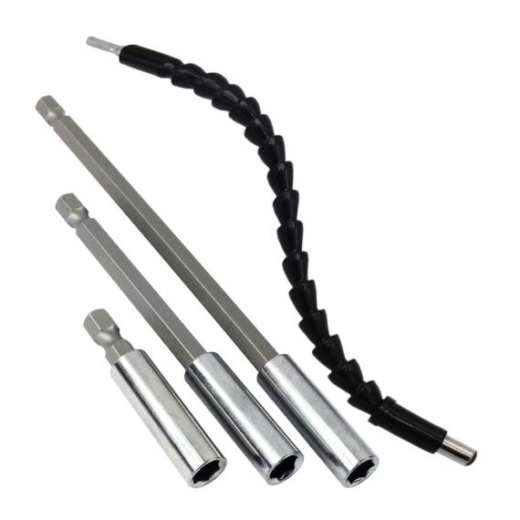Magnetische Bithalter-Verlängerung Set (3 Stück) - 1/4 Zoll Sechskant-Schaft Schneller Wechsel Flexible 295 cm Verlängerung für Bohrer mit Stecknuss/Bit-Halter (4 Stück) - Schwerlast Hochleistungs-Verbindungen von YuCool