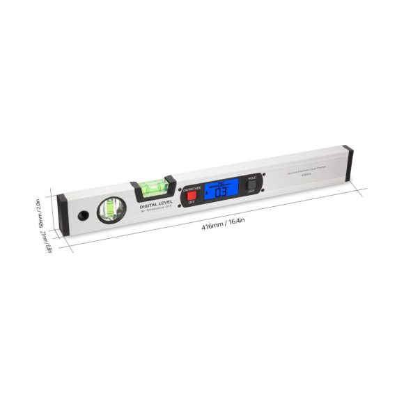 Digitaler Winkelmesser 400mm mit Neigungsmesser Wasserwaage und Magnet - Elektronischer Winkelfinder für präzise Messungen in 360 Grad inklusive Lineal und Füllstandsanzeige