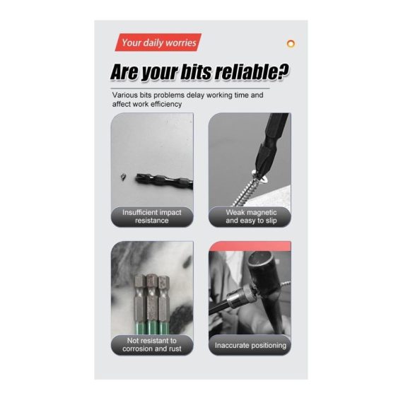 Bitsatz 6/12 Pcs – Premium Phillips-Schrauberbits mit hoher Härte starker Magnetkraft rutschfesten Zahnbits – 2 Sets (12 Pcs