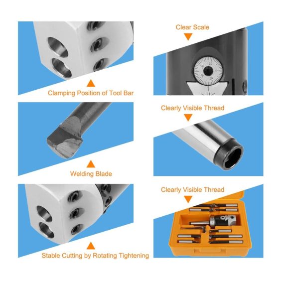 MT2-M10 Fräsmaschinen-Set Präziser Bohrkopf (50 mm) mit 9 Bohrstangen (12 mm) - Hochwertiges Zubehör für effizientes Arbeiten