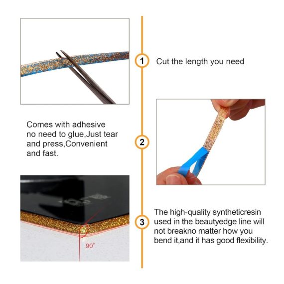 Roségold Selbstklebende Dichtungs- und Zierleisten - 2 Rollen 12m - Flexibel & Wand-/Deckenmontage - 8mm Breite - Perfekt für Dichtung Dekoration & Mehr