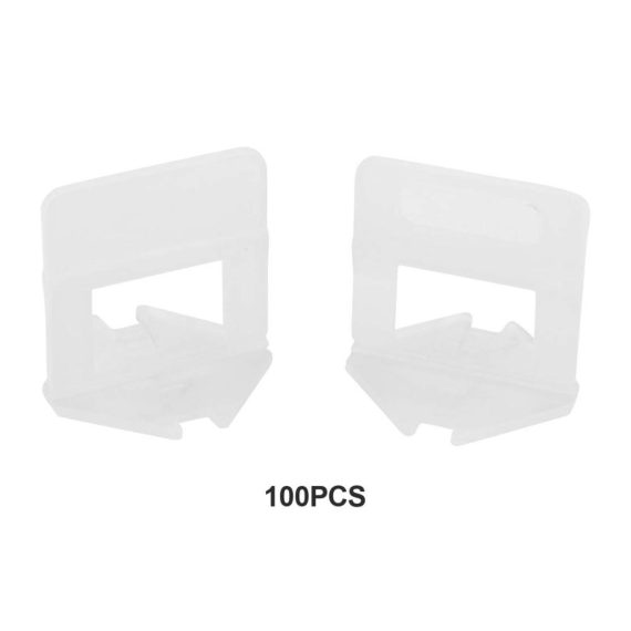 100er Set Kunststoff Nivellierclips für Keramikfliesen - 2mm Abstandshalter und Einweg-Fliesenwerkzeug zur Ausgleichsmassen-Installation an Boden und Wand