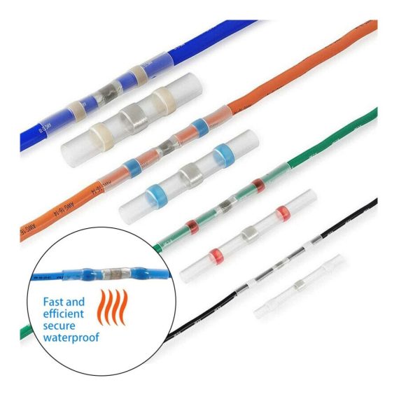 100er Set Elektrische Anschlussklemmen & Kits Wasserdichte Schrumpfverbinder isolierte Steckverbinder gemischte Lötmuffen - Ideal für Automobil- und Elektroarbeiten