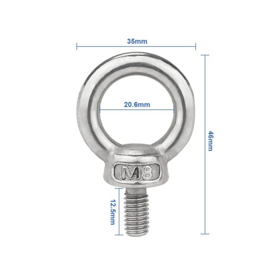 Edelstahl Augenbolzen M8 - Ringschrauben Set (10 Stück) | Runde Ösenschrauben Ringbolzen Augbolzen | Metrisch 304 Edelstahl Hardware | Korrosionsbeständige Ringösen