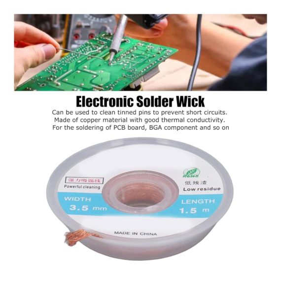 Elektronisches Lötzinn-Set Hochwertiges Lötdochtgeflecht aus Kupfer - 5 Stück 15m Länge 35mm Breite - Ideal zum präzisen Löten und Entlöten
