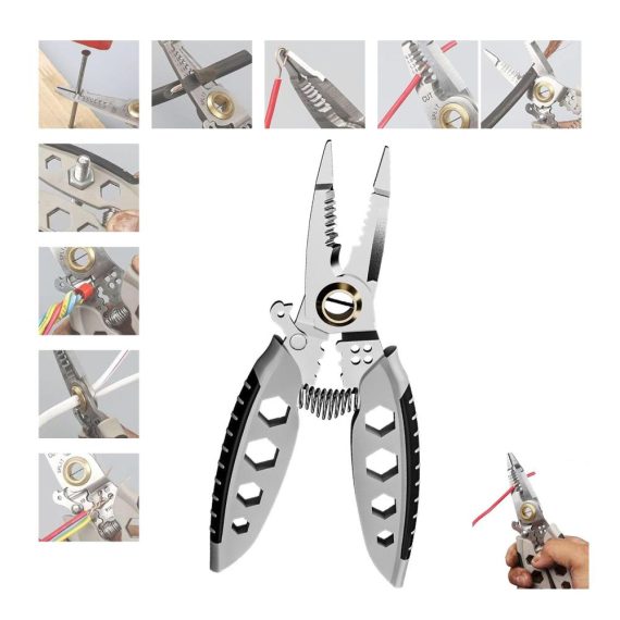 7-Inch Multi-Purpose Wire Stripper & Crimper Tool - Heavy Duty Electrical Stripping Cutting and Crimping - Professional 4-in-1 Gift Tool for Wires