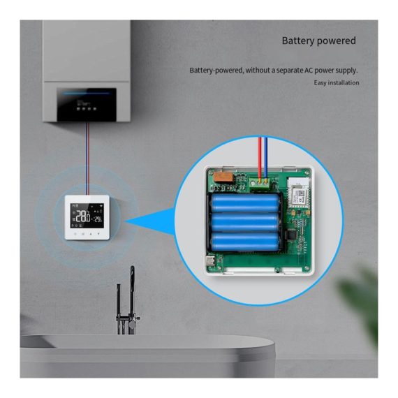 Programmierbares Smart Thermostat - Zigbee Technologie Batteriebetrieben Wandmontage LCD Display APP Steuerung