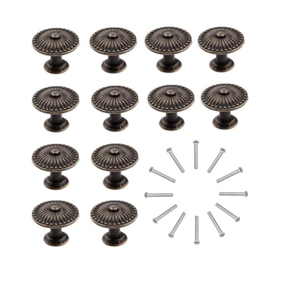 12 Stück Moguxb Schrankknöpfe - Bronze Vintage Design - Möbelknöpfe für Schrank und Schublade - inklusive Schrauben