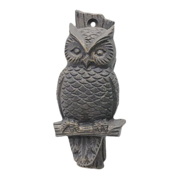 Gusseisen Eulentürklopfer - Mini Metallklopfer für Outdoor-Gebrauch - Rustikaler Türgriff für Wandmontage mit Schrauben