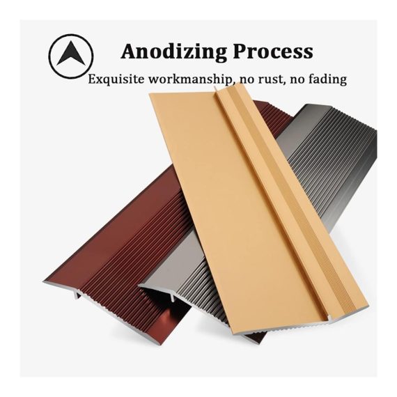Übergangsprofil Türschwelle aus Aluminiumlegierung – Rutschfester Bodenübergang mit 43 cm Breite und Kantenschutzstreifen für Flur Unebenheiten 90–150 cm