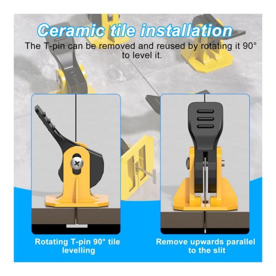 Fliesen Nivelliersystem Set – 60 Stück Fliesenkeile mit 2mm Verlegehilfe inklusive 60 Ersatz Stahlnadeln für Wand- und Bodenfliesen | Carrelage Leveling Zubehör